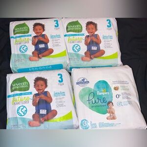 Seventh Generation Size 3 Diaper Pack - White/Teal
